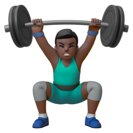 Emoji Người đàn ông cử tạ: màu da tối 🏋🏿‍♂ dạng 3D