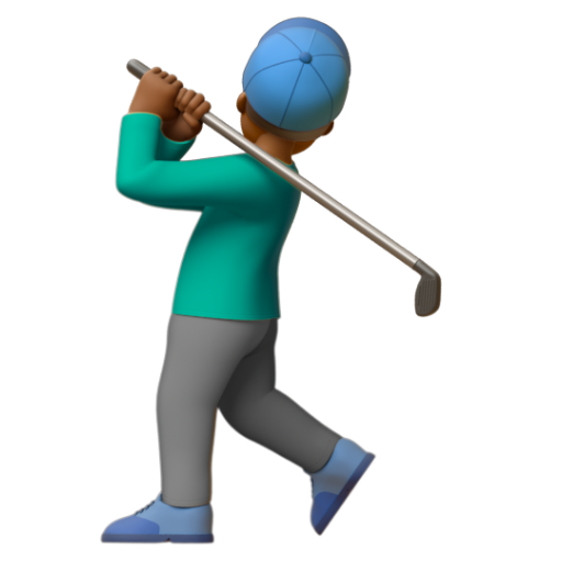 Emoji Người đàn ông chơi gôn: màu da tối trung bình 🏌🏾‍♂ dạng 3D