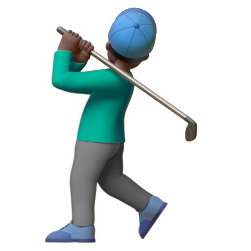 Emoji Người đàn ông chơi gôn: màu da tối 🏌🏿‍♂ dạng 3D