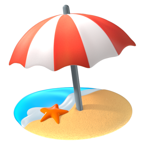 Emoji Bãi biển với chiếc ô 🏖 dạng 3D