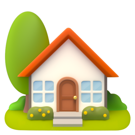 Emoji Nhà có vườn 🏡 dạng 3D