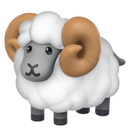 Emoji Cừu đực 🐏 dạng 3D