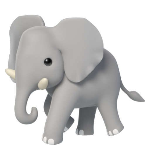 Emoji Voi 🐘 dạng 3D