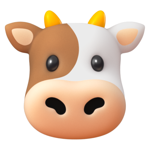 Emoji Mặt bò 🐮 dạng 3D
