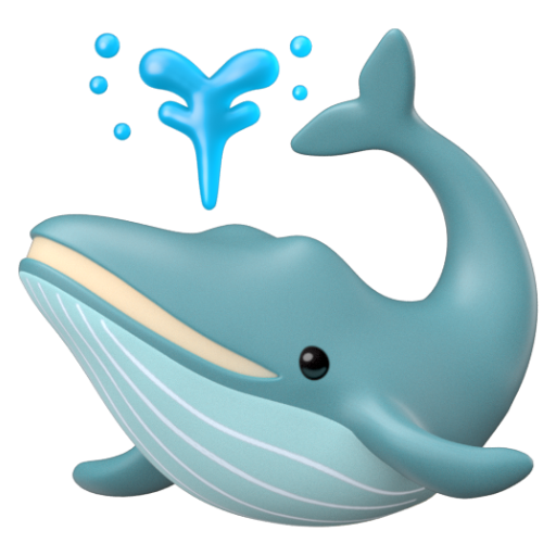 Emoji Cá voi đang phun nước 🐳 dạng 3D