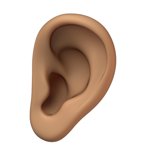 Emoji Tai: màu da trung bình 👂🏽 dạng 3D