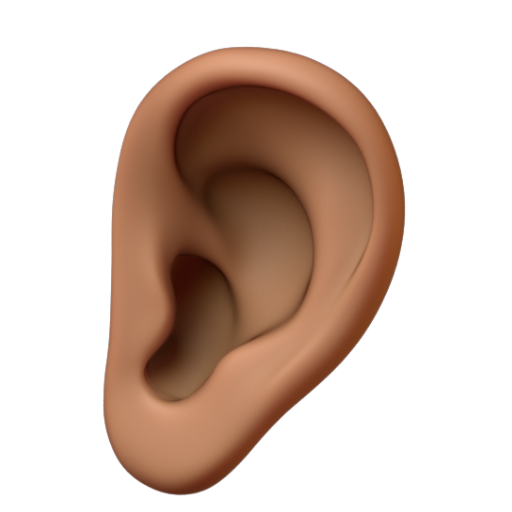 Emoji Tai: màu da tối trung bình 👂🏾 dạng 3D