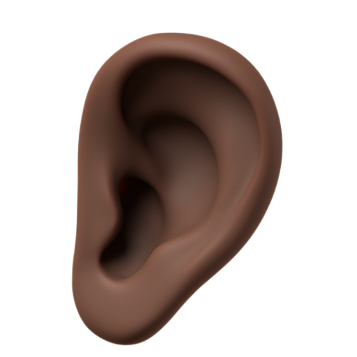 Emoji Tai: màu da tối 👂🏿 dạng 3D