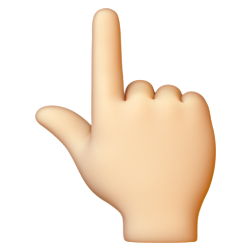 Emoji Ngón trỏ trái chỉ lên: màu da sáng 👆🏻 dạng 3D