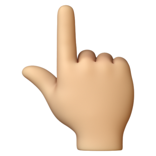 Emoji Ngón trỏ trái chỉ lên: màu da sáng trung bình 👆🏼 dạng 3D