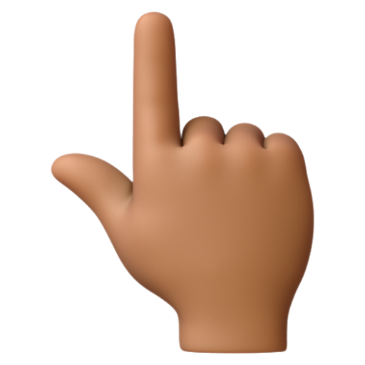 Emoji Ngón trỏ trái chỉ lên: màu da tối trung bình 👆🏾 dạng 3D