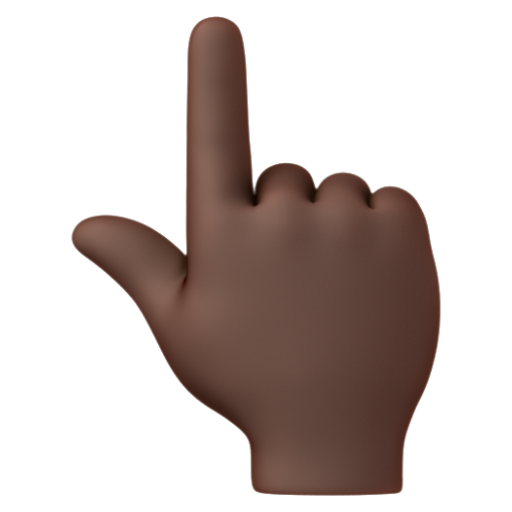 Emoji Ngón trỏ trái chỉ lên: màu da tối 👆🏿 dạng 3D