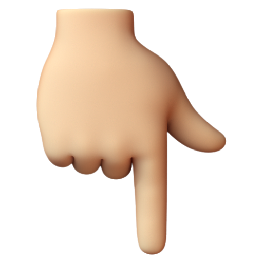 Emoji Ngón trỏ trái chỉ xuống: màu da sáng trung bình 👇🏼 dạng 3D