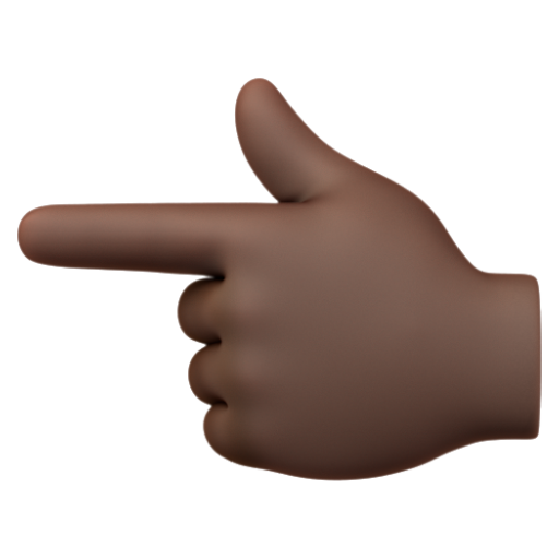 Emoji Ngón trỏ trái chỉ sang trái: màu da tối 👈🏿 dạng 3D