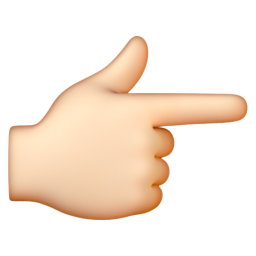 Emoji Ngón trỏ trái chỉ sang phải: màu da sáng 👉🏻 dạng 3D