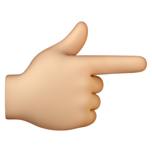 Emoji Ngón trỏ trái chỉ sang phải: màu da sáng trung bình 👉🏼 dạng 3D
