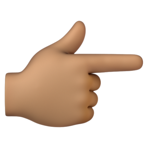 Emoji Ngón trỏ trái chỉ sang phải: màu da trung bình 👉🏽 dạng 3D
