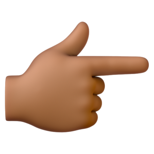 Emoji Ngón trỏ trái chỉ sang phải: màu da tối trung bình 👉🏾 dạng 3D