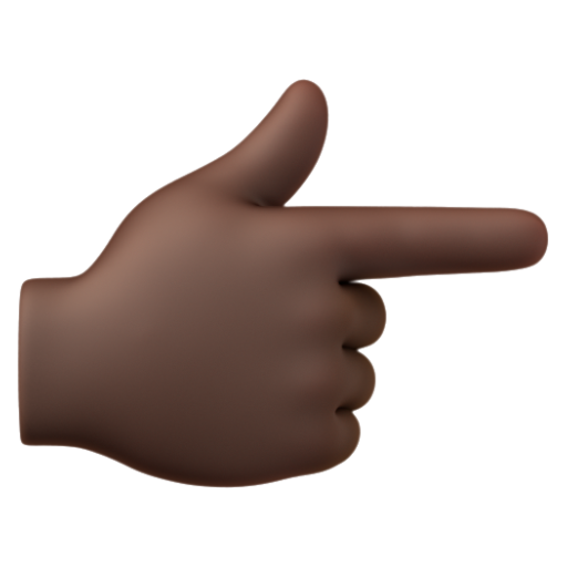 Emoji Ngón trỏ trái chỉ sang phải: màu da tối 👉🏿 dạng 3D