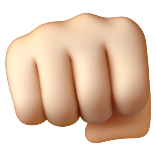 Emoji Nắm đấm: màu da sáng 👊🏻 dạng 3D