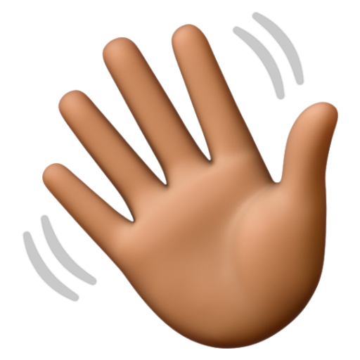 Emoji Vẫy tay: màu da tối trung bình 👋🏾 dạng 3D