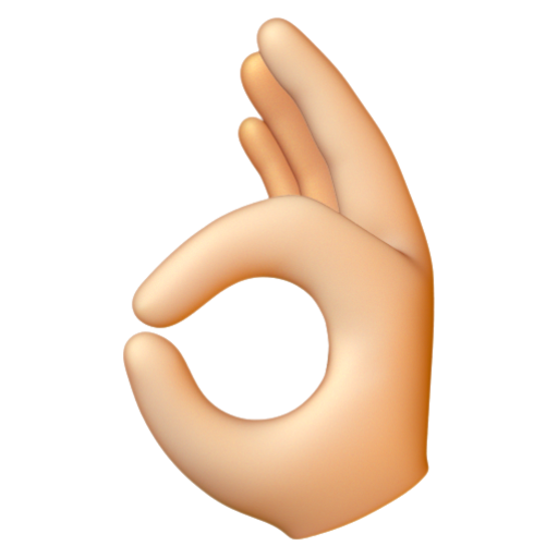 Emoji Bàn tay làm dấu OK: màu da sáng 👌🏻 dạng 3D