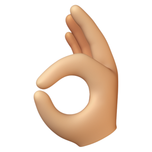 Emoji Bàn tay làm dấu OK: màu da sáng trung bình 👌🏼 dạng 3D