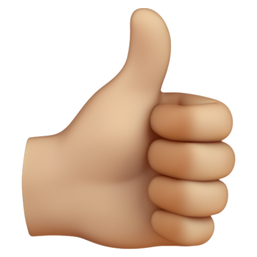 Emoji Dấu ra hiệu đồng ý: màu da sáng trung bình 👍🏼 dạng 3D