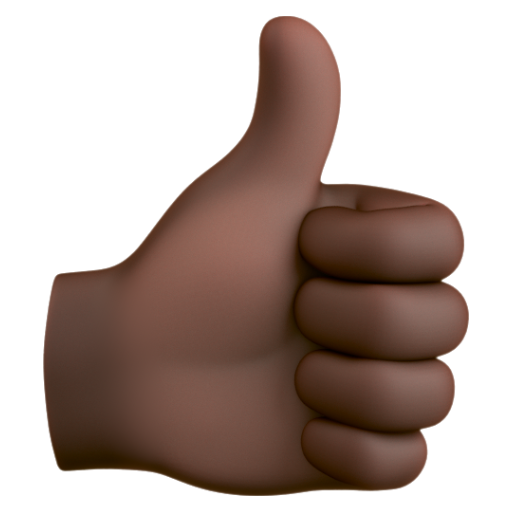 Emoji Dấu ra hiệu đồng ý: màu da tối 👍🏿 dạng 3D