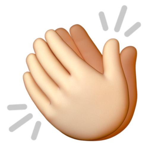 Emoji Vỗ tay: màu da sáng 👏🏻 dạng 3D