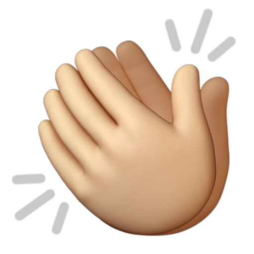 Emoji Vỗ tay: màu da sáng trung bình 👏🏼 dạng 3D