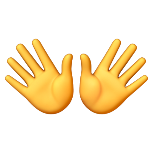 Emoji Hai bàn tay đang xòe 👐 dạng 3D