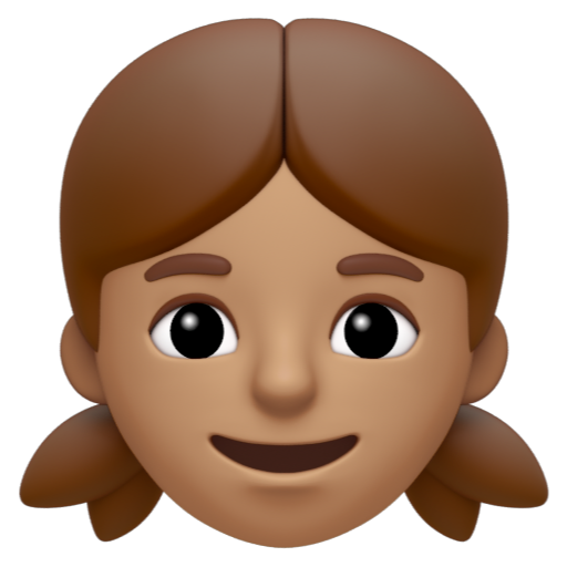 Emoji Con gái: màu da trung bình 👧🏽 dạng 3D