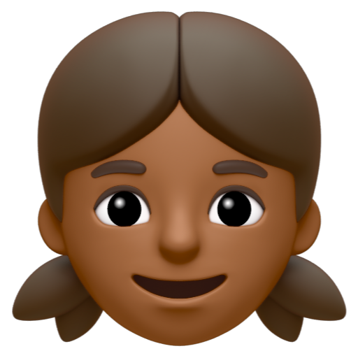 Emoji Con gái: màu da tối trung bình 👧🏾 dạng 3D