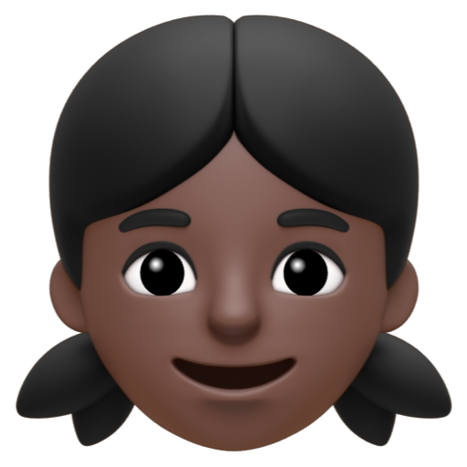 Emoji Con gái: màu da tối 👧🏿 dạng 3D