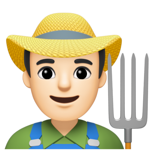 Emoji Nông dân nam: màu da sáng 👨🏻‍🌾 dạng 3D