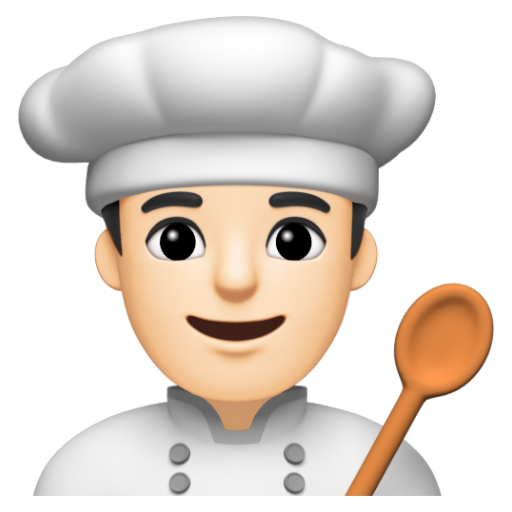 Emoji Đầu bếp nam: màu da sáng 👨🏻‍🍳 dạng 3D