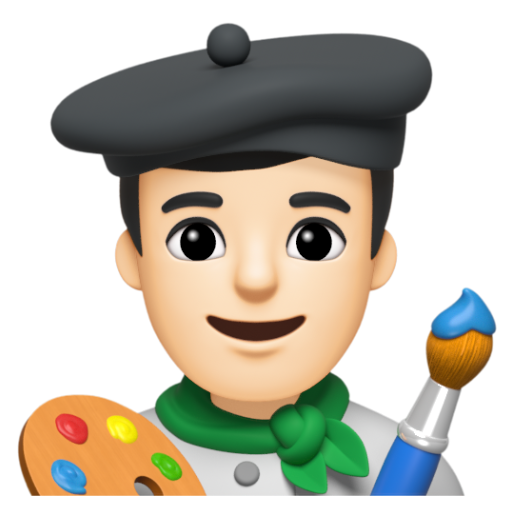 Emoji Họa sĩ nam: màu da sáng 👨🏻‍🎨 dạng 3D