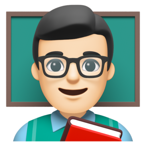 Emoji Giáo viên nam: màu da sáng 👨🏻‍🏫 dạng 3D