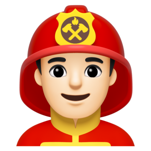 Emoji Lính cứu hỏa nam: màu da sáng 👨🏻‍🚒 dạng 3D