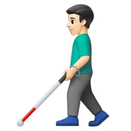 Emoji Người đàn ông với gậy dò đường: màu da sáng 👨🏻‍🦯 dạng 3D