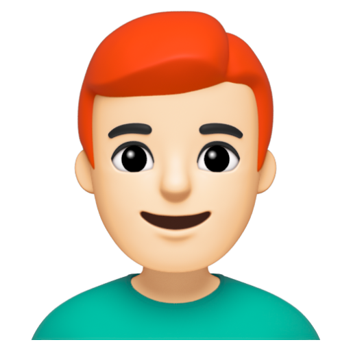 Emoji Đàn ông: màu da sáng, tóc đỏ 👨🏻‍🦰 dạng 3D