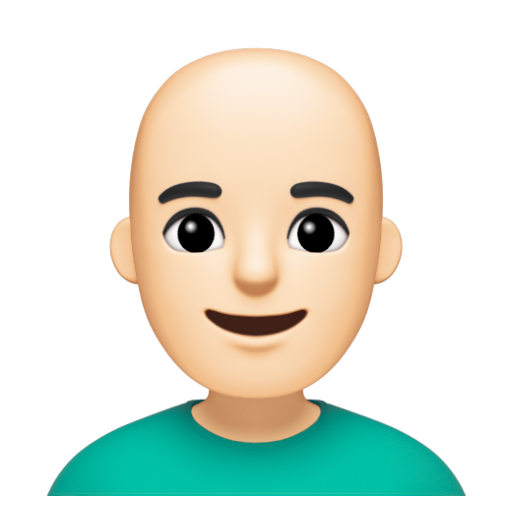 Emoji Đàn ông: màu da sáng, hói 👨🏻‍🦲 dạng 3D