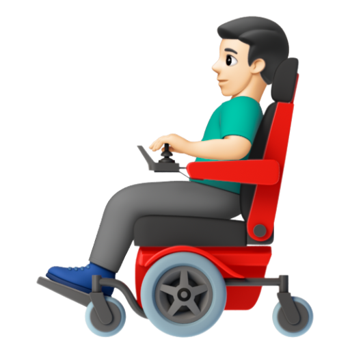 Emoji Người đàn ông trên xe lăn điện: màu da sáng 👨🏻‍🦼 dạng 3D