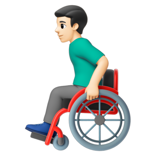 Emoji Người đàn ông trên xe lăn tay: màu da sáng 👨🏻‍🦽 dạng 3D