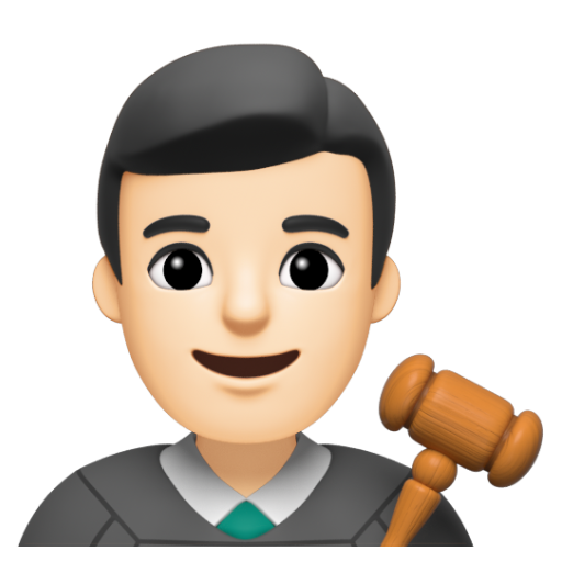 Emoji Thẩm phán nam: màu da sáng 👨🏻‍⚖ dạng 3D