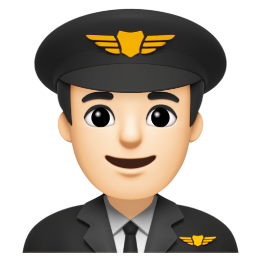 Emoji Phi công nam: màu da sáng 👨🏻‍✈ dạng 3D