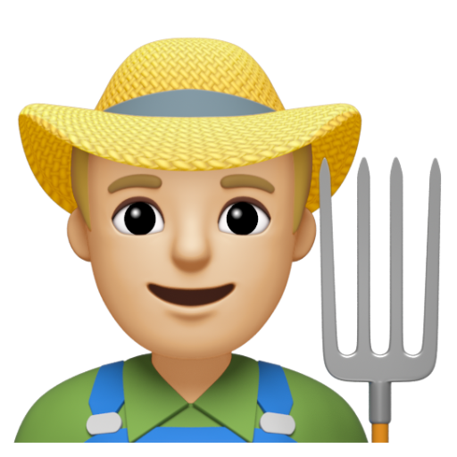 Emoji Nông dân nam: màu da sáng trung bình 👨🏼‍🌾 dạng 3D
