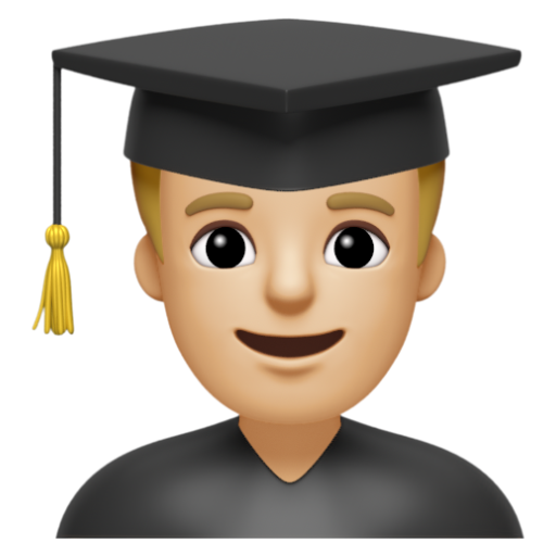 Emoji Sinh viên nam: màu da sáng trung bình 👨🏼‍🎓 dạng 3D