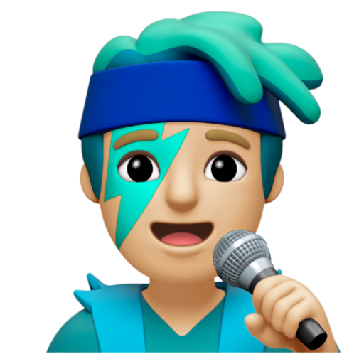 Emoji Nam ca sĩ: màu da sáng trung bình 👨🏼‍🎤 dạng 3D